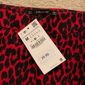 Zara Red and Black Leopard Trousers